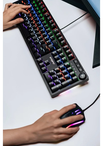 Sarepo Serisi Rgb Blue Switch Mekanik Gaming Oyuncu Klavye Suya Ve Toza Dayanıklılık Türkçe Q