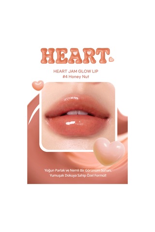 Yoğun Nemlendirici, Parlak Bitişli Balm Perıpera Heart Jam Glow Lip 4 Honey Nut Honey Nut
