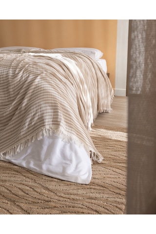 Cyan King Size %100 Pamuk Yatak Örtüsü - Beyaz/bej 8684427353318 Çok Renkli