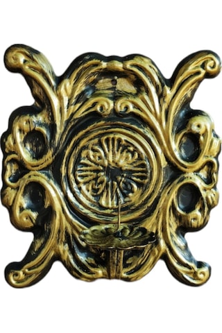 Aju Mumluk Şamdan Duvar Aplik Ev Bahçe Balkon Ofis Dekorasyonu Özel Tasarım Hediye 25x23cm Eskitme Gold. Gold
