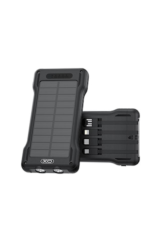 Pr290 10000mah Type-c Ve Lightning 4 Dahili Kablolu Güneş Enerjili Powerbank Taşınabilir Şarj Beyaz