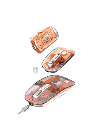 Mey Najmaddin Sessiz Tıklama Çift Modlu Bluetooth Ve Alıcı Şeffaf Mouse Fare Najmaddin Belirtilmemiş