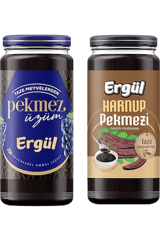 Ergül Üzüm Ve Harnup Keçiboynuzu Pekmezi 600 Gr Cam 2 Li Set
