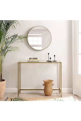 Canvas Metal Dresuar Dekoratif Kahve Köşesi Konsol Gold