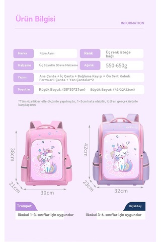 İlkokul, Kız Ve Erkek Öğrencileri İçin Büyük Boy Çocuk Okul Çantaları Mor