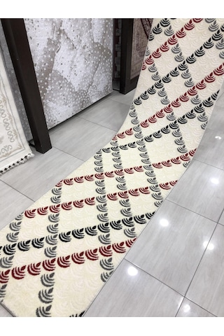 Saray Halı Samyeli 10942 Wk 80X300 Krem Kırmızı Gri Yolluk !