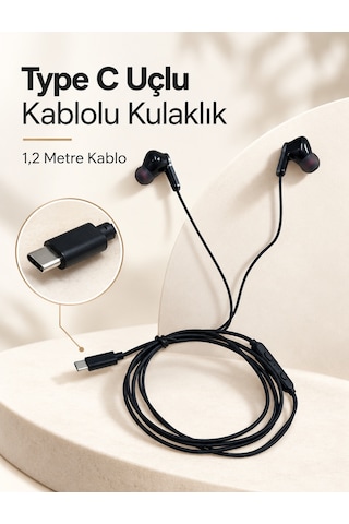 Mikrofonlu Ve Kumandalı Kulak İçi Kulaklık Type C Girişli