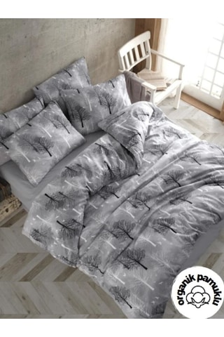 Lotus Home Lüks Pamuklu Çift Kişilik Nevresim Seti Ağaç Desen 200 x 220