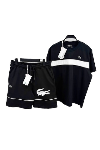 Lacoste Yazlık Erkek 2"li Takım Şort T-shirt Siyah