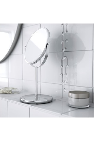 Ayaklı Bir Tarafı Büyüteçli Banyo Tıraş Makyaj Aynası