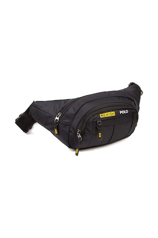 Newish Polo Erkek Kumaş Usb Kulaklık Çıkışlı Crossbody Çapraz Göğüs Omuz Ve Bel Çantası New201 - Siyah - Sarı