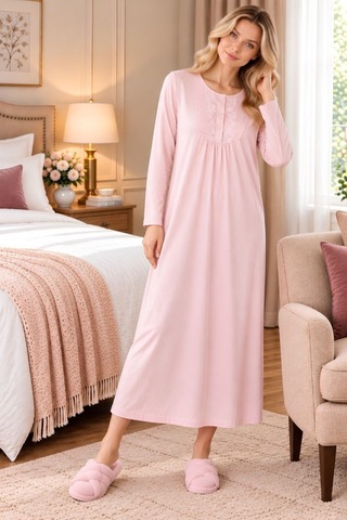 Mecit Pijama Mecit 6413 Pembe Büyük Beden Kadın Gecelik