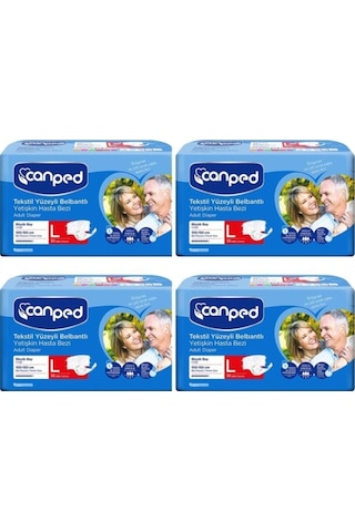 Canped Tekstil Yüzeyli Belbantlı Hasta Bezi L 4 x 30'lu Canped Tekstil Yüzeyli Belbantlı Hasta Bezi L 4 x 30'lu