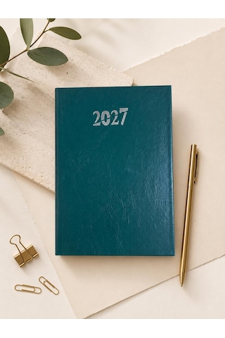Ofisinn 2027 Cilt Bezli Sert Kapak 14x20 Cm Planlayıcı Günlük Ajanda Yeşil