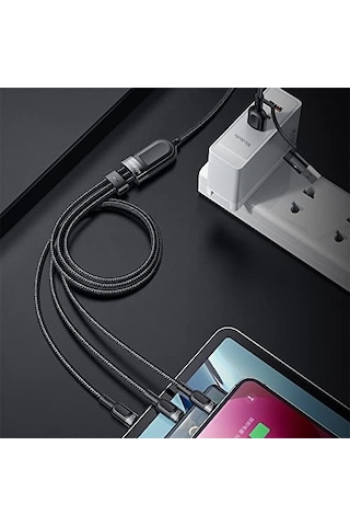 Ca-8800 100w 3in2 Pd Hızlı Data-şarj Kablosu 6a 1.2m - Siyah