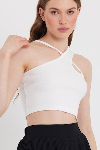Quhox Kadın Askılı Crop Kaşkorse Ekru