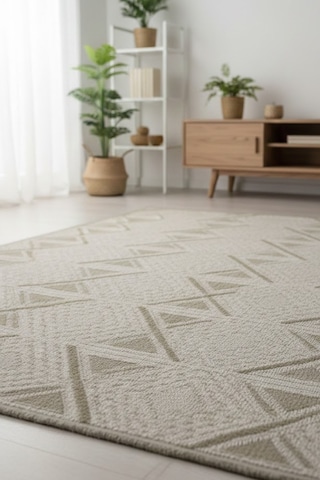 Rolyef İskandinav Kabartmalı Sisal Bukle Yıkanabilir Kaymaz Taban Salon Mutfak Çocuk Odası Halısı Bej