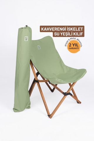 Bag The Joy Ahşap Kahverengi İskelet - Su Yeşili Kılıf Sandalye Su Yeşili