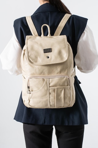 571 Collections Suni Deri Yıkama Sırt Çantası Poliüretan Krem Model: 571-14-16ı Krem