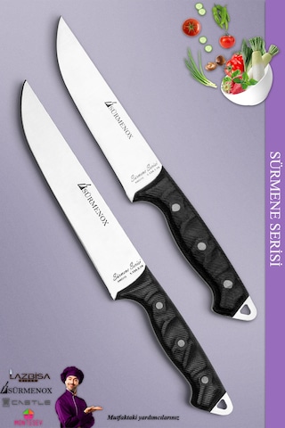 Sürmene Serisi Mutfak Bıçak Seti Et Ekmek Tavuk Sebze Salata Bıçağı 2 Li Set Siyah Mft-120 Siyah