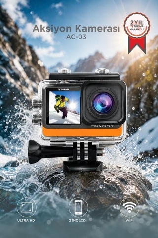 Premium Aksiyon Kamerası Ultra Hd Wifi 4k Ac03 Siyah Sosyal Medya Vlog Anı