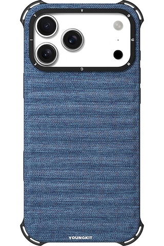 Apple Uyumlu iPhone 17 Pro Max Kılıf M-safe Şarj Özellikli Youngkit Canvas Serisi Kapak Mavi Mavi