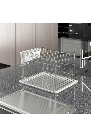 Teknotel İki Katlı Modüler Tabaklık Bulaşıklık Krom Kb010