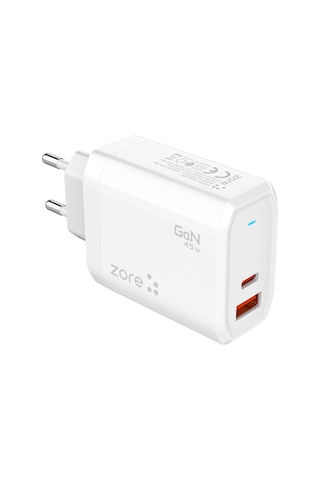 Biriva Home Always-02 Gan Tech Type-c Pd4.0 Usb-a Qc3.0 Hızlı Şarj Özellikli Seyahat Şarj Başlığı 45w - Bey Beyaz