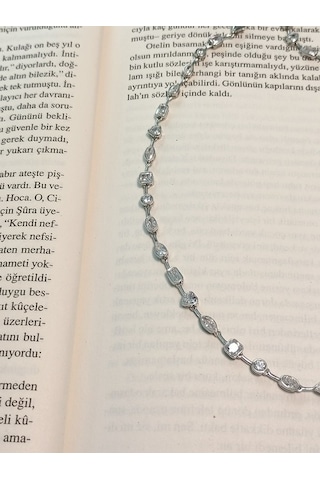 Canka Taşlı İthal Choker Tasma Gümüş Kolye