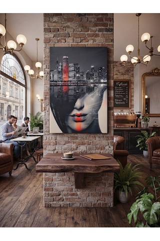 Modern Tablo 60x90 Cm Büyük Boy Kafe Ve Salon Hediyelik Duvar Aksesuarı Siyah