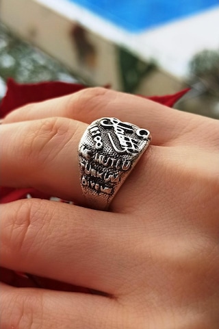 Antik Gümüş Kaplama Atatürk Imzası Şekilli El Yapımı Ayarlanabili - 528893456