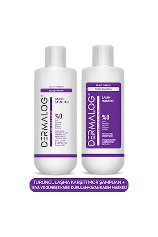 Dermalog Durulanmayan Saç Bakım Maskesi 500 ML + Turunculaşma Karşıtı Mor Şampuan 500 ML