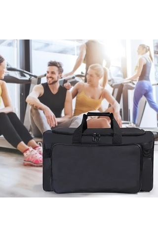 Sandwich Motion003 Büyük Kapasiteli Nylon Seyahat Çantası Spor Ayakkabı Gözlü Sade Siyah Hareketli Kargo Siyah