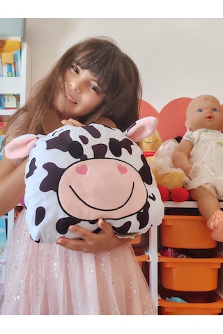 Peluş Yumuşak Oyuncak Ve Yastık - Sevimli Oda Dekoru Ve Uyku Arkadaşı Yıkanabilir İnek Joa