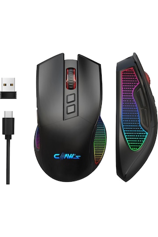 Crossfire Air V1 Tri-mod Kablosuz 10000 Dpi Pixart 3325 Sensör Makro Yazılım Rgb Gaming Mouse Siyah Crossfire-air-b