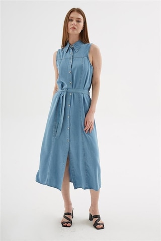 Fashion Friends Kadın Denim Gömlek Elbise 25y0384k1 Mavi