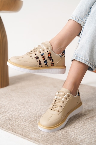 Daxtors Garantili D0516 Günlük Ortopedik Kadın Sneaker Spor Ayakkabı Bej