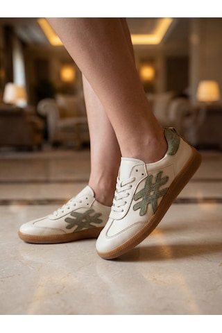 Venüs 2609901y Kadın Hakiki Deri Parçalı Sneaker Ayakkabı Bej