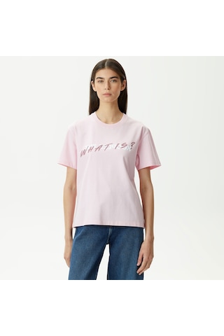 The Kooples Kadın Baskılı Bisiklet Yaka Pembe T-shırt