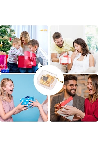 Ulzyvf El Yapımı Mekanik Müzik Kutusu - Şeffaf Akrilik Klasik Melodi Hediyelik Altın/gümüş Zenginliği Altın