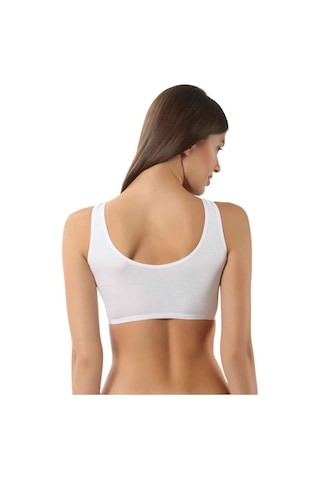 Özkan Underwear 6 Adet Özkan Bayan Pamuklu Ribana Yarım Atlet Sütyen 0564 Beyaz