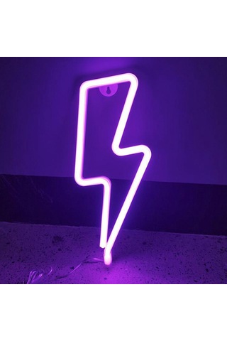 Homyl Yıldırım Neon Tabelalar Usb Led Gece Lambası Duvar Mor Mor