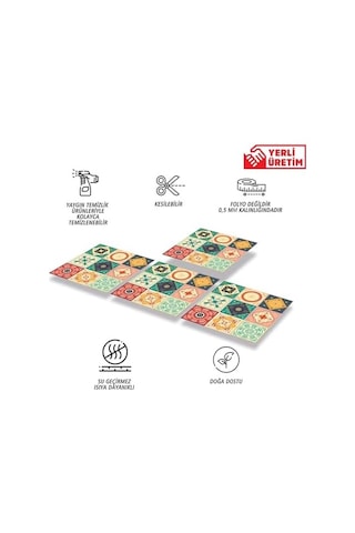 Tink Kendinden Yapışkanlı Fayans Kaplama, Fayans Çıkartması, Duvar Zemin Kaplama Tokyo Desenli Pvc Karo 30x30 Cm 11 Adet / 1 M²