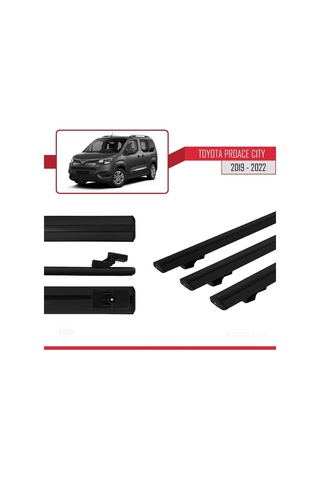 Toyota Proace City 2019-2022 Arası İle Uyumlu Basic Model Ara Atkı Tavan Barı Siyah 3 Adet