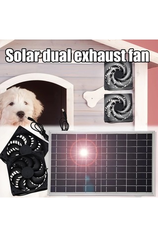 Boatshop1 Güneş Paneli Çift Fan Güneş Enerjili Çift Fan Tavuk Kümesi Sera Kulübe Evcil Hayvan Evi Pencere Havalandırması İçin Dayanıklı