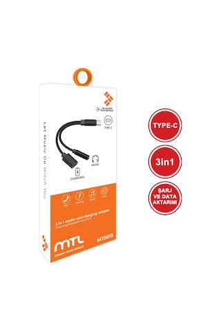 2in1 Type-c Şarj Ve Ses Aktarımı Kulaklık Aux Dönüştürücü Tak Çalıştır Bluetooth Gerekmez Mt5015