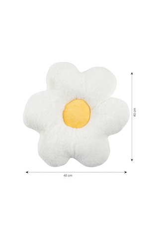 Lcw Home Papatya Figürlü Dolgulu Kırlent Beyaz-sarı 35x35 Cm Kadife