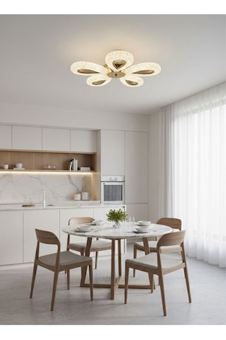 Damla Model 5"li Gold 3 Renk Modu Ledli Modern Tavana Sıfır Salon Mutfak Çocuk Yatak Odası Led Avize Altın