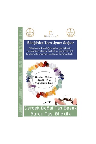 Bileklik Doğal Taşlı Ayarlanabilir Su Geçirmez Elastik Hediye Başak Burçları Burç Unisex Bileklik Çok Renkli
