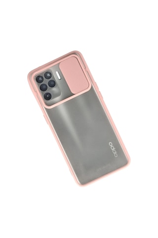 Newface Oppo Reno 5 Lite Kılıf Palm Buzlu Kamera Sürgülü Silikon Semeglbl - 10 - Pembe
